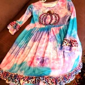 Dye Tye PUMPKIN PRINTED Girls Dress